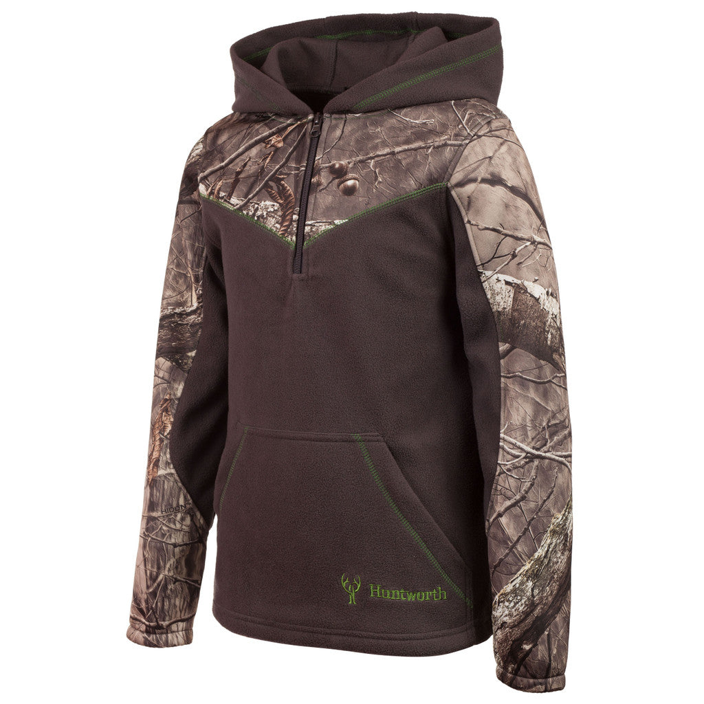 Youth's Anti-Pill Fleece Lifestyle Camo Hoodie - Charcoal Gray/Hidd'n - Vanguard Outdoors