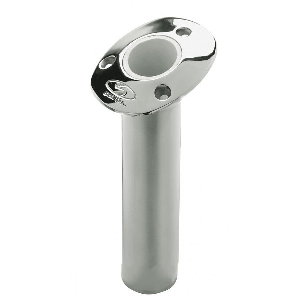C.E. Smith Flush Mount Rod Holder - 15 Degree 9" Depth - Stainless Steel - Cast Gimbal - White Vinyl Liner