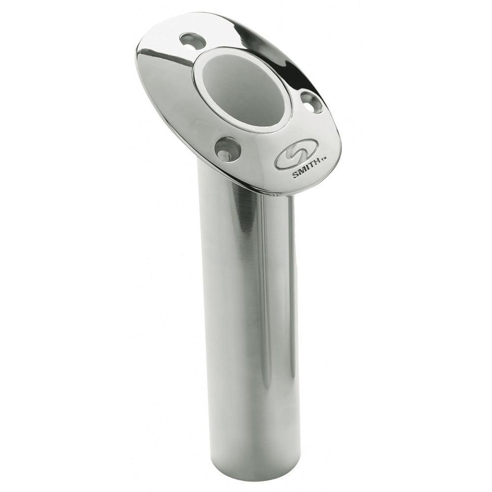 C.E. Smith Flush Mount Rod Holder - 30 Degree 9" Depth - Stainless Steel - Cast Bottom - White Vinyl Liner