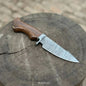 Handmade Damascus Drop Point Hunting Knife with Rose Wood Handle