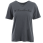 Ladies Charcoal V-neck with Black Logo