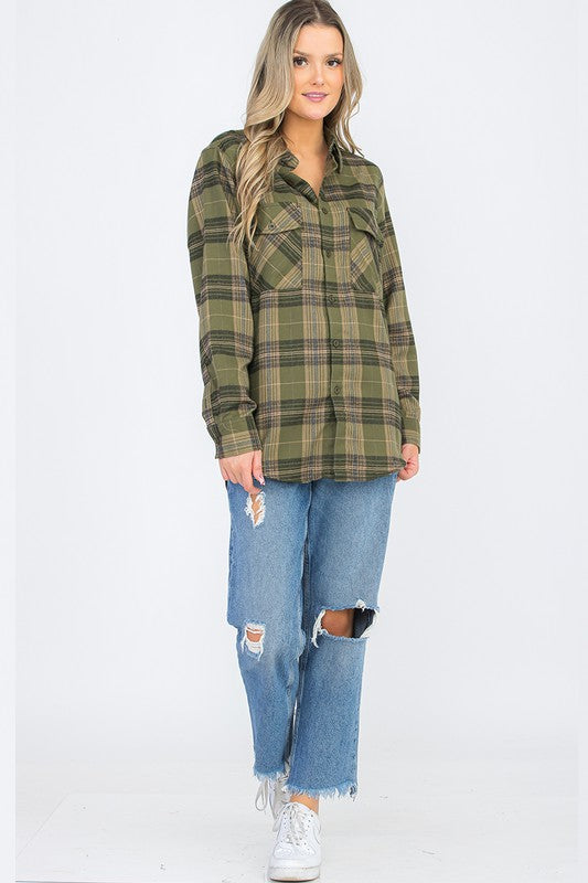 Womens Boyfriend Flannel Shirt S-L ONLY