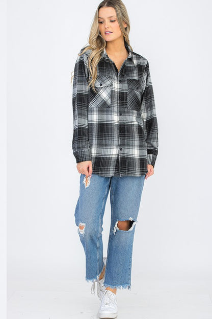 Womens Boyfriend Flannel Shirt S-L ONLY