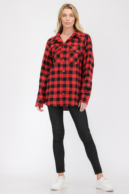 Womens Boyfriend Flannel Shirt S-L ONLY