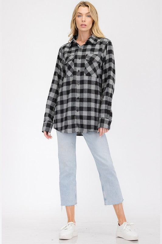 Womens Boyfriend Flannel Shirt S-L ONLY