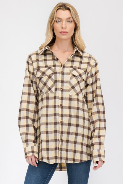 Womens Boyfriend Flannel Shirt S-L ONLY