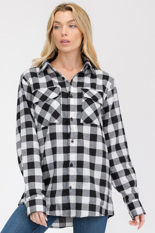 Womens Boyfriend Flannel Shirt S-L ONLY