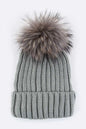 Raccoon Fur PomPom Beanie