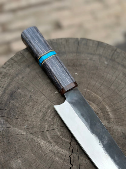 Japanese Gyuto Chef Knife 8” – Kurouchi Finish Blade with Wa Handle, Traditional Meiji Style