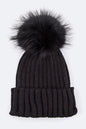 Raccoon Fur PomPom Beanie