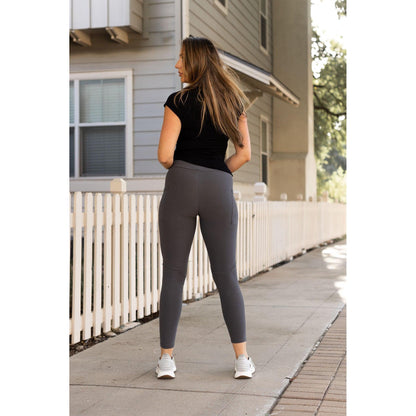 Carmen - Charcoal Full Length Leggings with Pockets