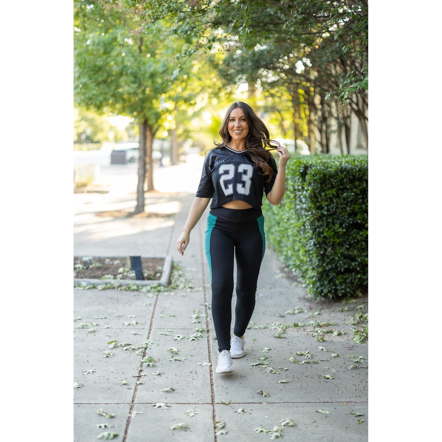 Gracie- Green Panel Full Length Leggings