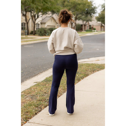 Mila -  NAVY Bootcut Leggings with Pockets