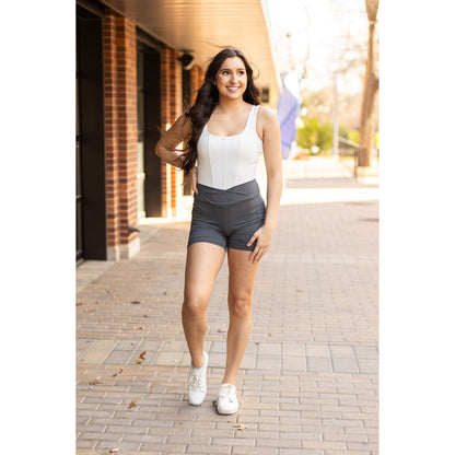 Caleigh - Charcoal Crossover Biker 5 Shorts