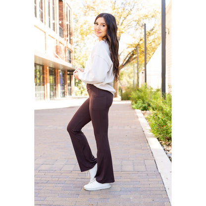 Rhea - BROWN Bootcut Leggings with Pockets*