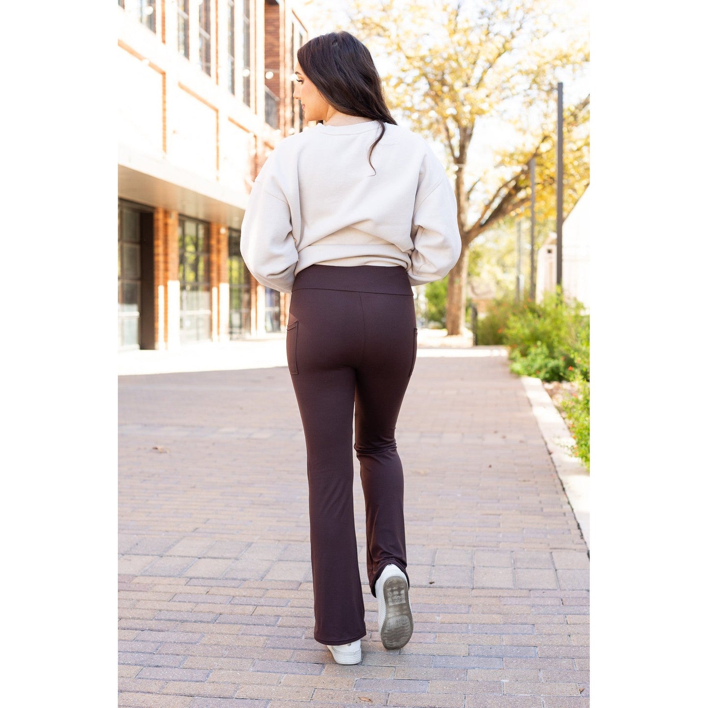 Rhea - BROWN Bootcut Leggings with Pockets*