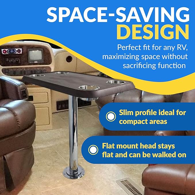RV Side Tables | RV End Tables - Table Set - 6" Floor Plate System, Cocktail Design (6 colors)