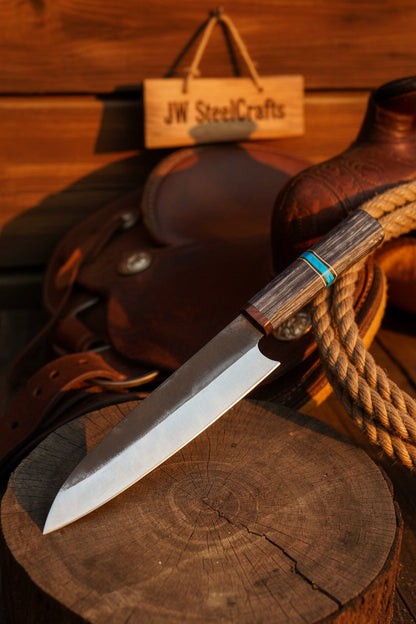 Japanese Gyuto Chef Knife 8” – Kurouchi Finish Blade with Wa Handle, Traditional Meiji Style