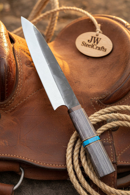 Japanese Gyuto Chef Knife 8” – Kurouchi Finish Blade with Wa Handle, Traditional Meiji Style