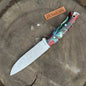 Bushcraft Utility Knife 9” – Acid Etched Blade with Marble Resin Handle