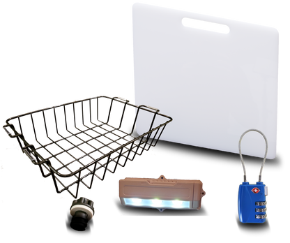 Accessory Kit - Divider/Cutting Board, Basket, Lock, Light, & Plug for Coolers