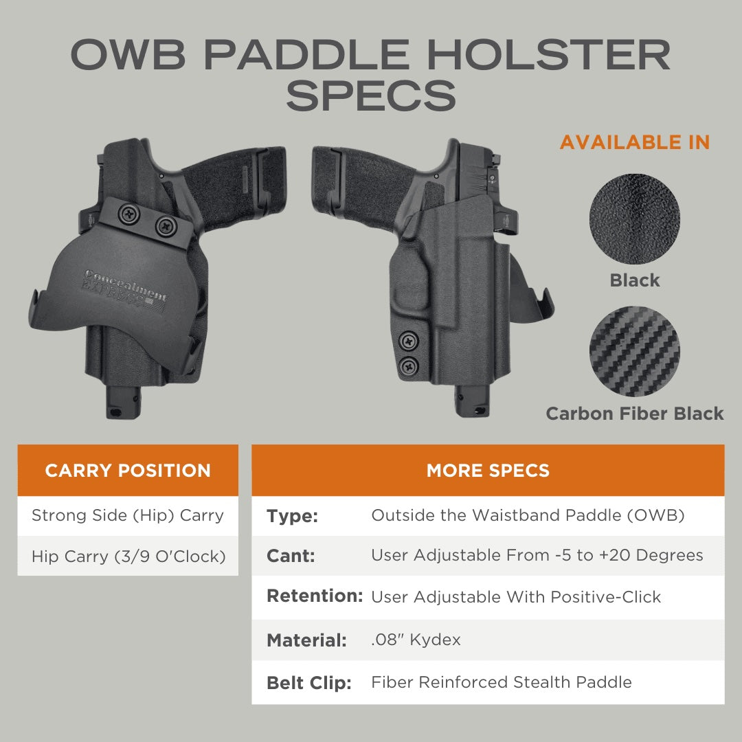 Paddle Holster fits Glock 19 19X 23 32 45 Olight PLX