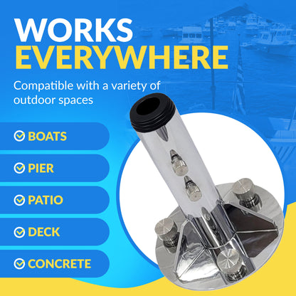 Breezelock™ Dock & Boat Flag/Umbrella Stand - Stainless Steel Umbrella Stand