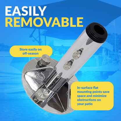 Breezelock™ Dock & Boat Flag/Umbrella Stand - Stainless Steel Umbrella Stand