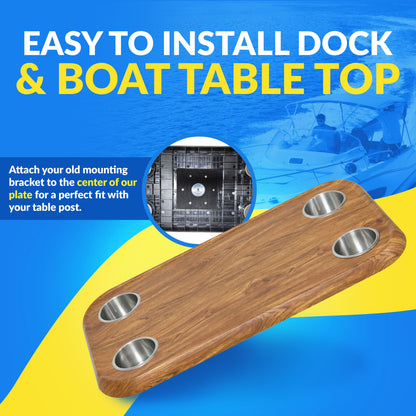 Boat Table Top Only - Mount Your Current Table Bracket to New Top - Waterproof (6 colors):