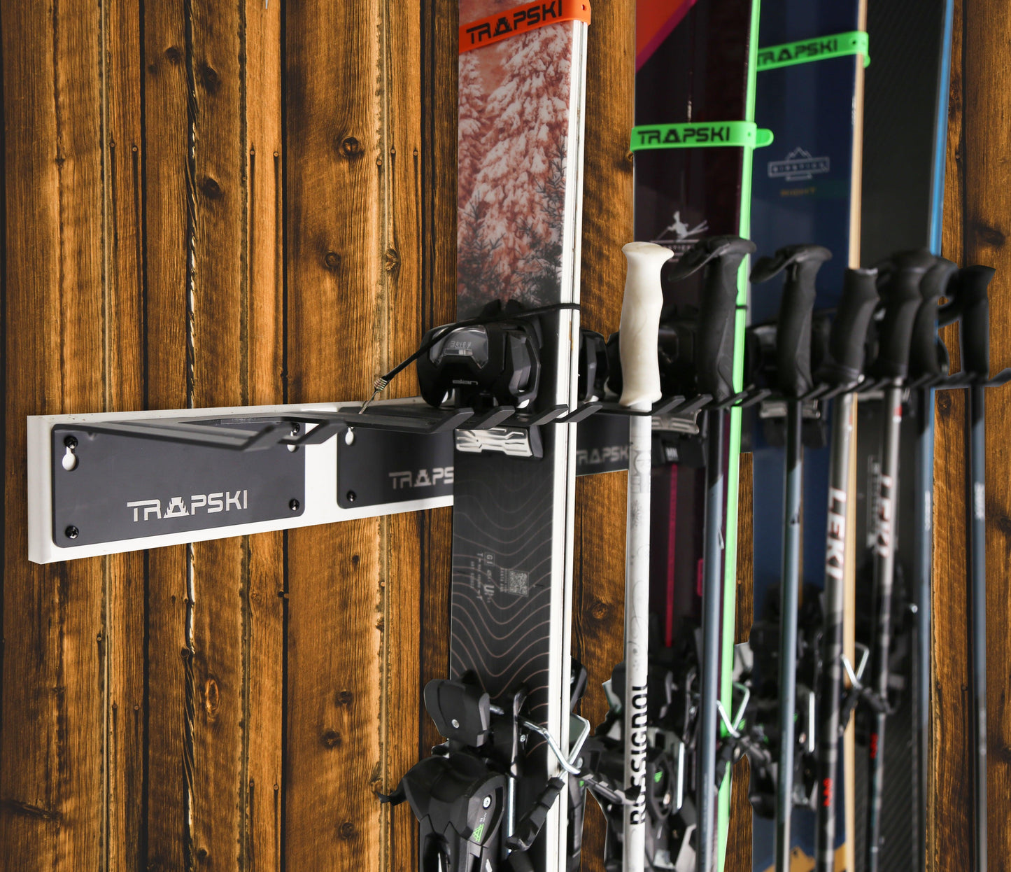 Garage Wall Rack Organizer for Yard Tools, Gear & Equipment, Skis or Snowboard by Bindings