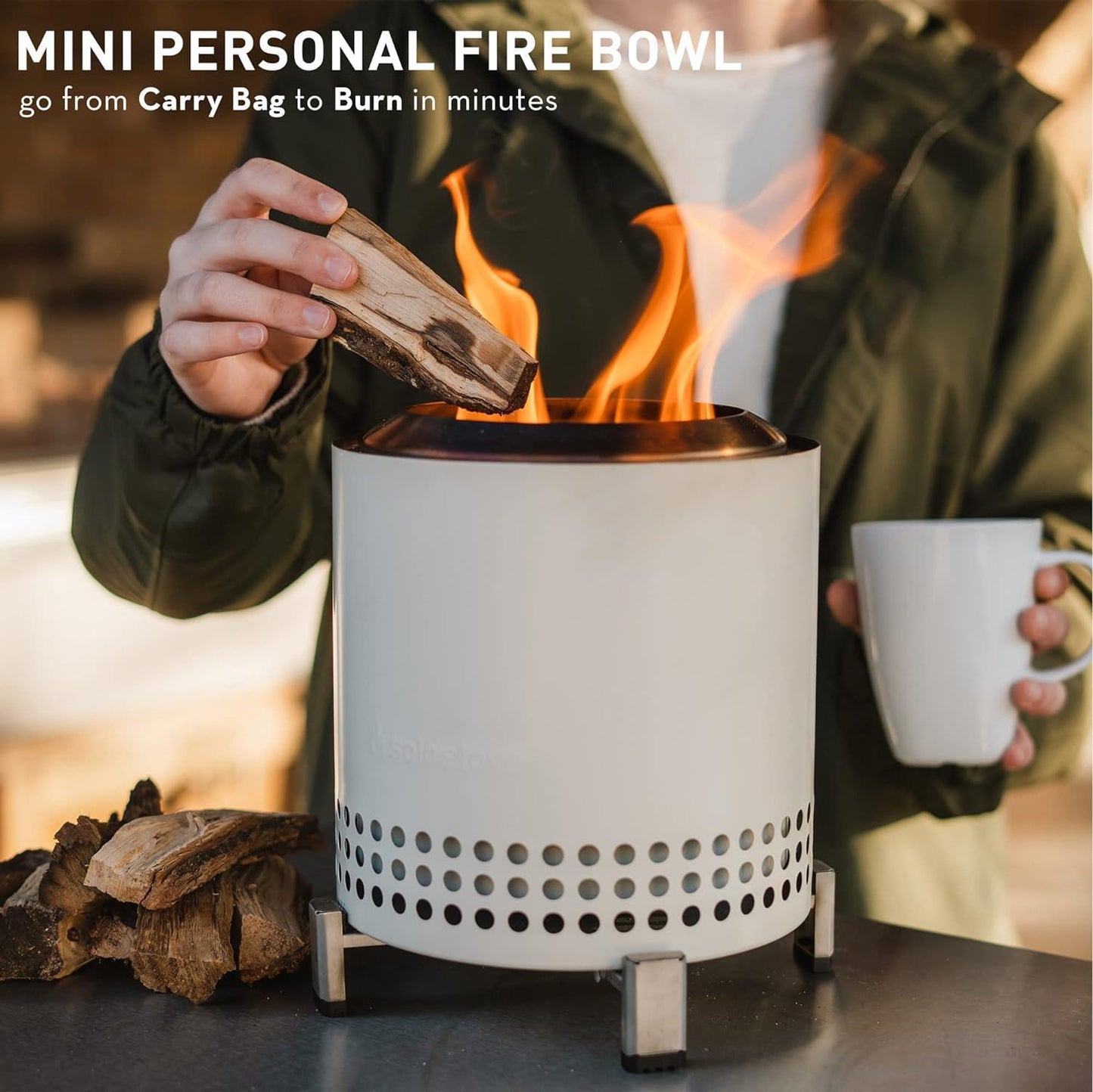 Solo Stove Mesa XL Tabletop Fire Pit with Stand | Low Smoke Outdoor Mini Fire for Urban & Suburbs | Fueled by Pellets or Wood