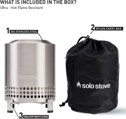 Solo Stove Mesa XL Tabletop Fire Pit with Stand | Low Smoke Outdoor Mini Fire for Urban & Suburbs | Fueled by Pellets or Wood