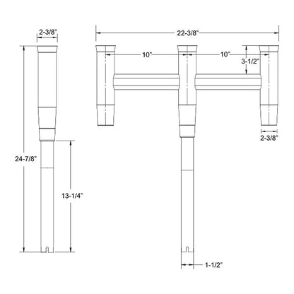 TACO Deluxe Trident Rod Holder Cluster Straight