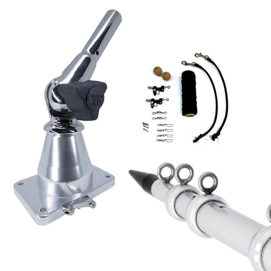 Tigress XD Bay Series Top Mount System - 15 - Aluminum Silver Outriggers Deluxe Rigging Kit