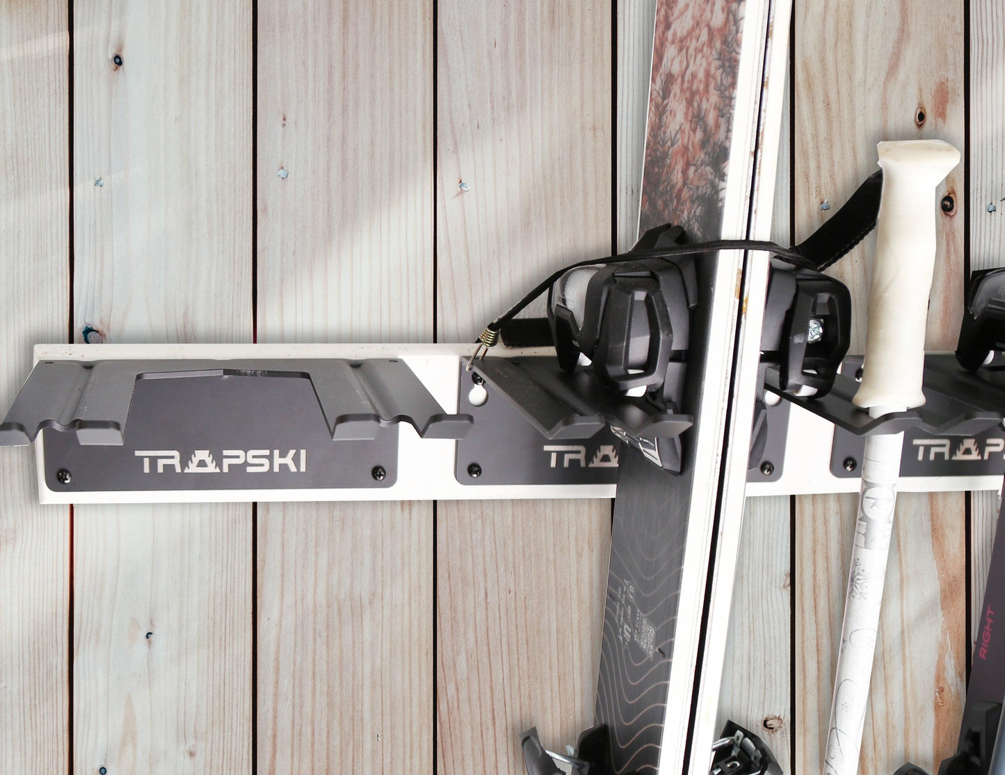 Wall Rack Holds Skis or Snowboard by Bindings, Yard Tools, Gear & Equipment - Made in the USA