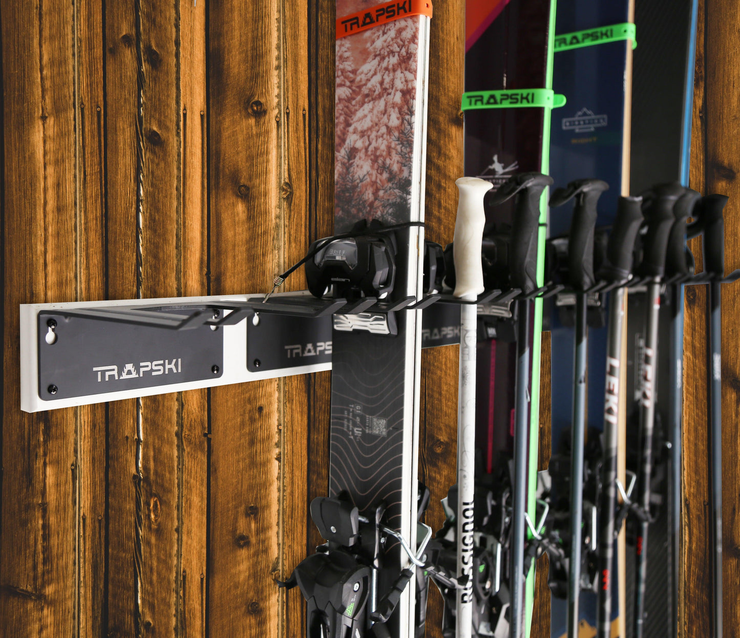 Wall Rack Holds Skis or Snowboard by Bindings, Yard Tools, Gear & Equipment - Made in the USA